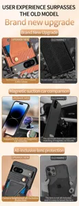 Coque de téléphone multifonctionnelle avec texture en fibre de carbone et support aimanté.