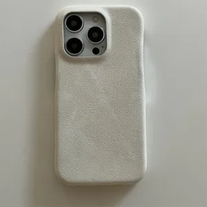 Solid color fabric phone case for iPhone 15 14 Pro Max simple protective cover stylish accessory
