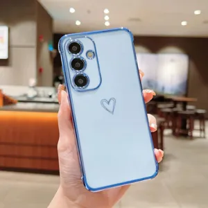 Coque de protection transparente et électrolytique avec cœur, compatible Samsung Galaxy.
