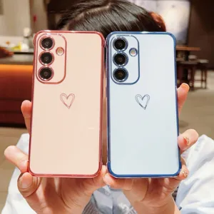 Coque de téléphone électrolytique cœur creux compatible avec Samsung, antichoc protection.