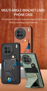 Multi-angle bracket card phone case with magnetic stand and drop protection for smartphones.