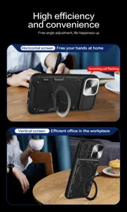 Duurzaam beschermend telefoonhoesje met cameraschuif en magnetische ringstandaard voor dagelijks.