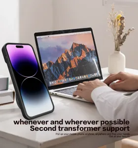 Magnetisch hoesje voor iPhone met lensbescherming en inklapbare standaard voor gebruiksgemak.