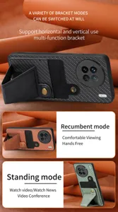 Multifunction card slot phone case with bracket, carbon fiber texture, durable case.