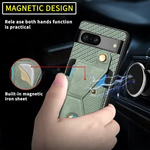 Coque de téléphone en cuir multifonctionnelle avec support porte-cartes et design magnétique.