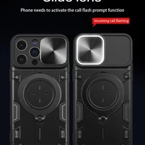 Robuuste magnetische telefoonhoes met schuifbare camerabescherming voor iPhone 14 Pro Max