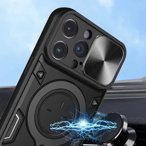 MagSafe magnetisch telefoonhoesje met schuifbare cameracap, valbestendige hoes voor iPhone.