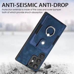 Ρετρό δερμάτινη θήκη τηλεφώνου για Samsung S23 Ultra με θήκη καρτών και βάση στήριξης.