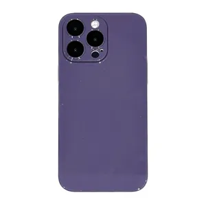 Μωβ σκληρή θήκη τηλεφώνου PC για iPhone, μινιμαλιστικό μονόχρωμο πίσω κάλυμμα προστασίας φακού.