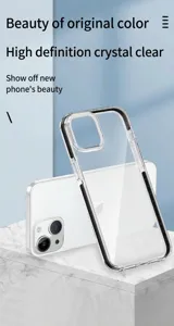 Coque de téléphone transparente avec airbags antichoc et bord bicolore pour protection quotidienne
