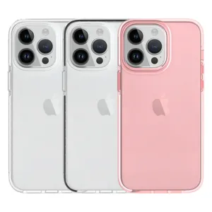 Coque de téléphone transparente antichoc avec pare-chocs bicolore, protection pour iPhone.
