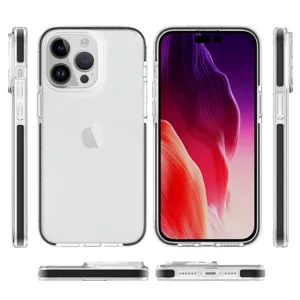 Coque de protection transparente antichoc pour iPhone affichée sous plusieurs angles
