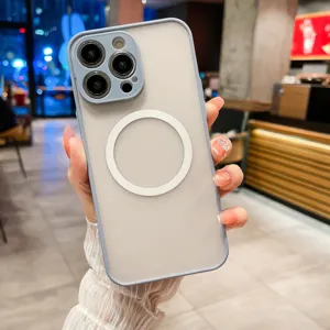 Magnetic matte translucent phone case with camera protection for iPhone 16 Pro Max