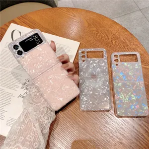 Samsung Galaxy Z Flip Klapphandyhülle Muscheltextur Laser Irideszierende Schutzhülle Weiche TPU Rückseite