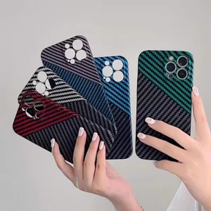 Carbon fiber phone case ultra-thin matte protective cover compatible for iPhone 14 15 16 17