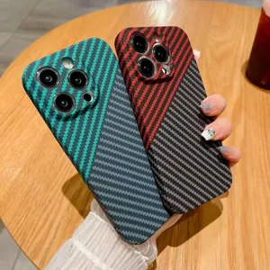 Carbon fiber phone case for iPhone, ultra thin matte full protective back cover main view
