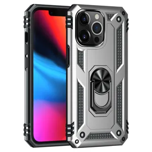 Rugged armor phone case with ring holder heavy duty protection for smartphone models