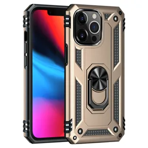 Heavy duty rugged armor phone case with 360 ring kickstand shockproof protective cover