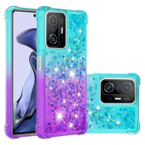 Gradient glitter vloeistof telefoonhoesje met vier hoeken bescherming Xiaomi.