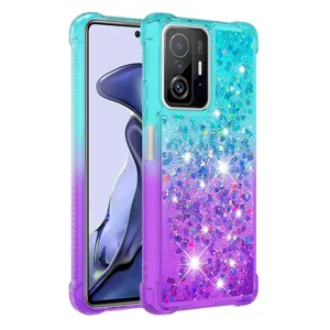 Vloeibare glitter telefoonhoesje met vier hoekbescherming voor Poco X5 Pro Note 11
