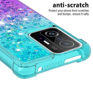 Verloop glitter vloeibare telefoonhoes compatibel met Poco X5 Pro valbestendige case