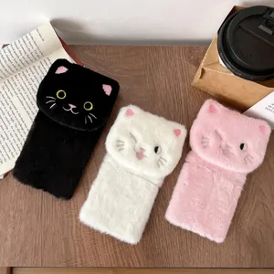 Süße Katze Plüsch Handyhülle Für Faltbares Bildschirmtelefon Weiche Pelzige Schutzhülle Rückseite Cartoon Tier Handyschale