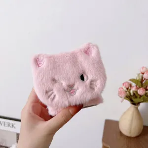 Flauschige rosa Katzen Plüsch Handyhülle passend für Samsung Galaxy Z Flip Klapphandys.
