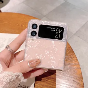 Rosa Muschel Textur Schutzhülle kompatibel mit Samsung Galaxy Z Flip faltbaren Smartphones.