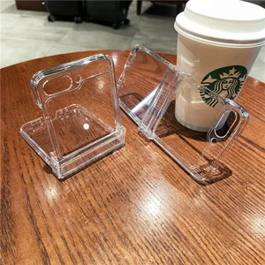 Transparente harte Schutzhülle kompatibel mit Samsung Z Flip klappbaren Bildschirmen.