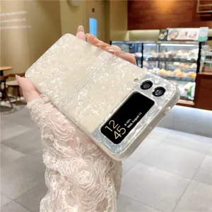Perlen Muschel Textur Handyhülle für Samsung Galaxy Z Flip, Elegante Schutzhülle.