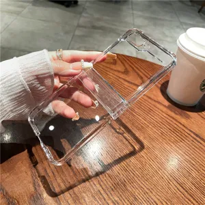Transparente harte klappbare Handy Schutzhuelle kompatibel mit Samsung Galaxy Z Flip Serie.
