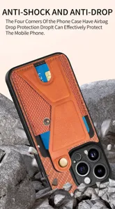Leder Handyhülle mit Kartenhalter und Ständer stoßfest Schutz für iPhone 15 Pro Max.