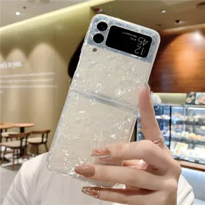 Schutzhülle mit Perlmutt Textur für Samsung Galaxy Z Flip klappbares Smartphone Cover.