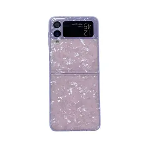 Rosa Muschel Textur Schutzhulle kompatibel mit Samsung Galaxy Z Flip faltbares Handy.