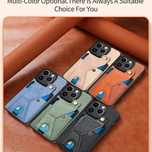 Mehrfarbige optionale iPhone Hülle mit Kartenhalter Ständer, robuste Leder Schutzhülle.