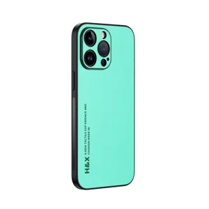 Minimalist Litchi Pattern Genuine Leather Phone Case For Apple iPhone Drop-Proof Protective Back Cover