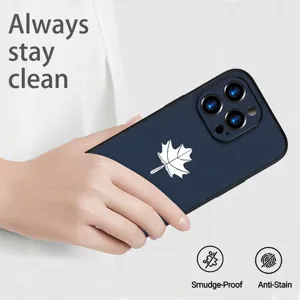 Leather texture protective phone case with maple leaf pattern compatible with iPhone 14
