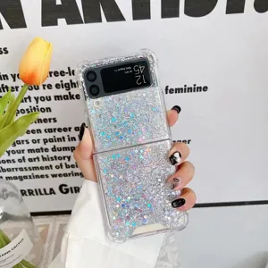 Glitzernde transparente weiche Handyhülle für Samsung Z Flip klappbare Bildschirm Schutzhülle
