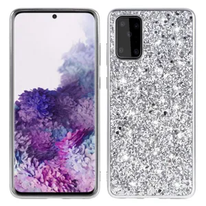 Silver glitter phone case full protection sparkle cover for sparkling style durability.