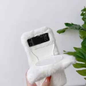 Flauschige Plüsch Handyhülle für Samsung Galaxy Z Flip Serie, weiche Winter Schutzhülle.