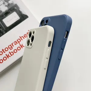 Siliconen beschermend telefoonhoesje voor Apple iPhone, zachte rechte hoes in blauw wit.