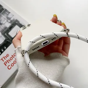 Siliconen telefoonhoesje met koord voor iPhone, zachte beschermhoes met draagband.
