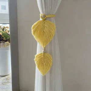 Handgefertigte Makramee Blatt Vorhangraffhalter boho gewebte Baumwollkordel Vorhangklammer