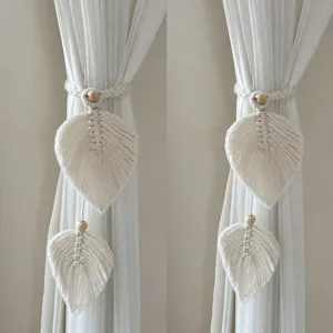 Handgemachte Makramee Blatt Vorhangraffhalter, boho Baumwollseil Vorhanghalter für Zuhause.