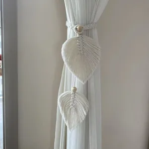 Handgefertigt Baumwolle Makramee Blatt Vorhang Raffhalter Böhmisch Stil Vorhanghaken Deko.