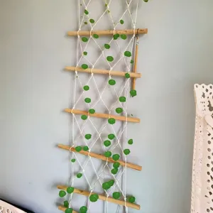 Bohemian Handmade Woven Plant Climbing Frame Wooden Cotton Rope Hanging Support Holder For Indoor Green Vine Garden Home