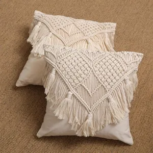 Bohemian Tassel Throw Pillow Cover Cotton Linen Geometric Woven Decorative Cushion Case For Sofa Living Room Home Decor