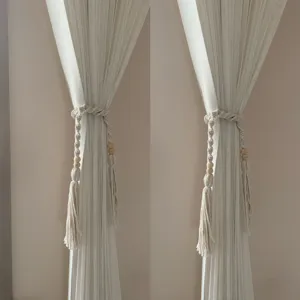 Handmade Braided Cotton Rope Curtain Tieback Bohemian Tassel Window Drapery Holdback Home Decor