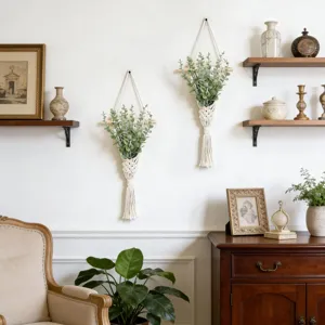 Handgefertigt Makramee Blumenampel Wandbehang Boho Innendekoration fuer Balkon und Zimmer