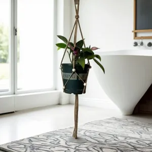 Bohemian handgemaakt geweven plantenhanger touw hangmand voor kamerplanten en interieurdecoratie